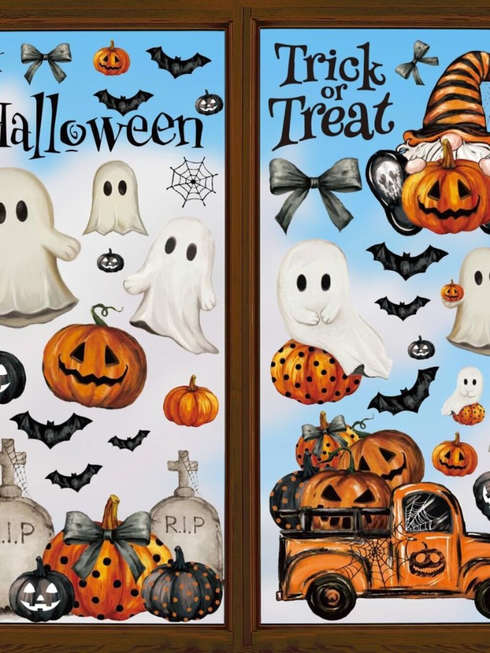 83 PCS Halloween Window Cling Sticker, Ghosts Pumpkins for Home Party Supplies S